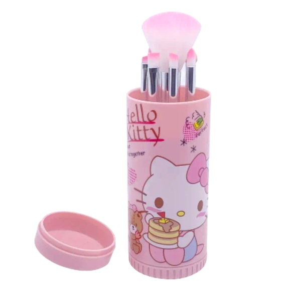 HELLO KITTY Professional 8pc Makeup Brush Set with Open & Close Rotating Case - Picture 2 of 14